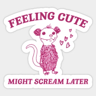 Feeling Cute Might Scream Later Opossum Shirt, Funny Possum Meme Sticker